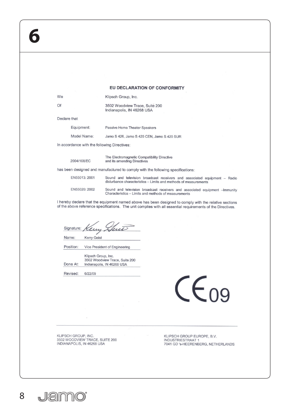 JAMO S 428 HCS 3 User Manual | Page 8 / 20