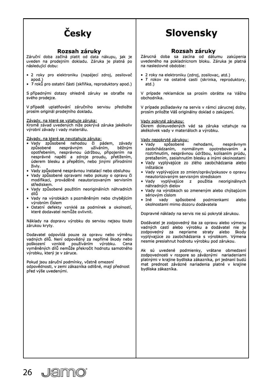 JAMO A 320 User Manual | Page 26 / 29