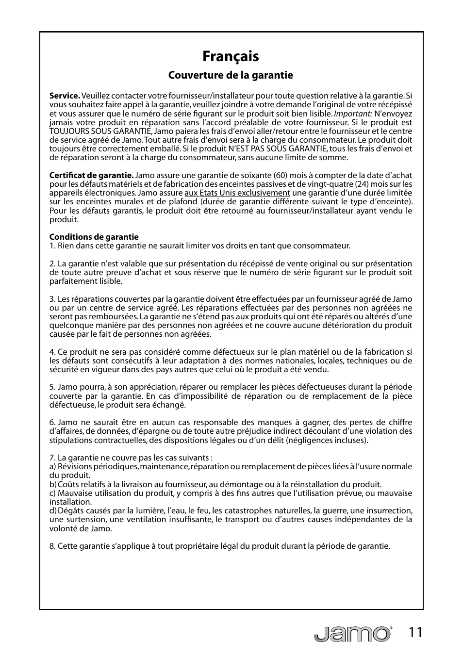 11 français | JAMO A 102 User Manual | Page 11 / 19