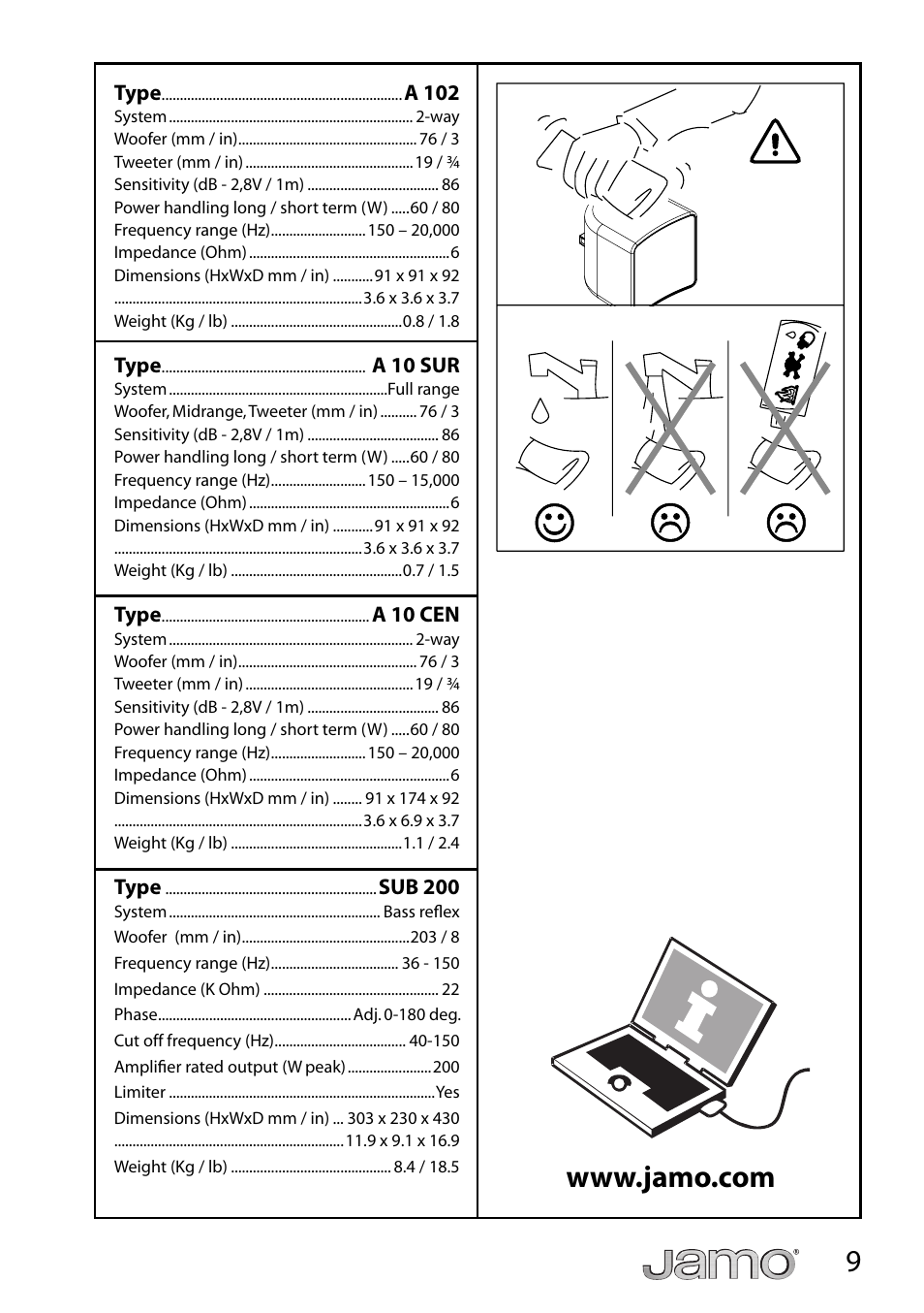 JAMO A 102 User Manual | Page 9 / 19