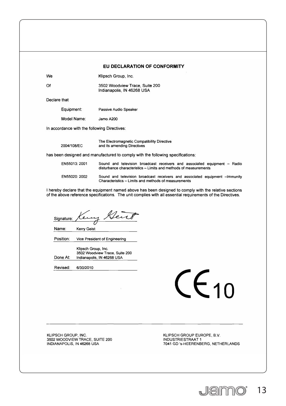 JAMO A 200 User Manual | Page 13 / 24