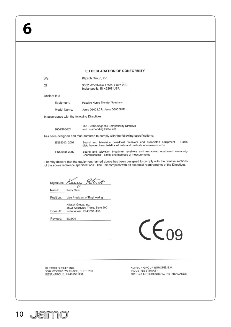 JAMO D 500 LCR User Manual | Page 10 / 21