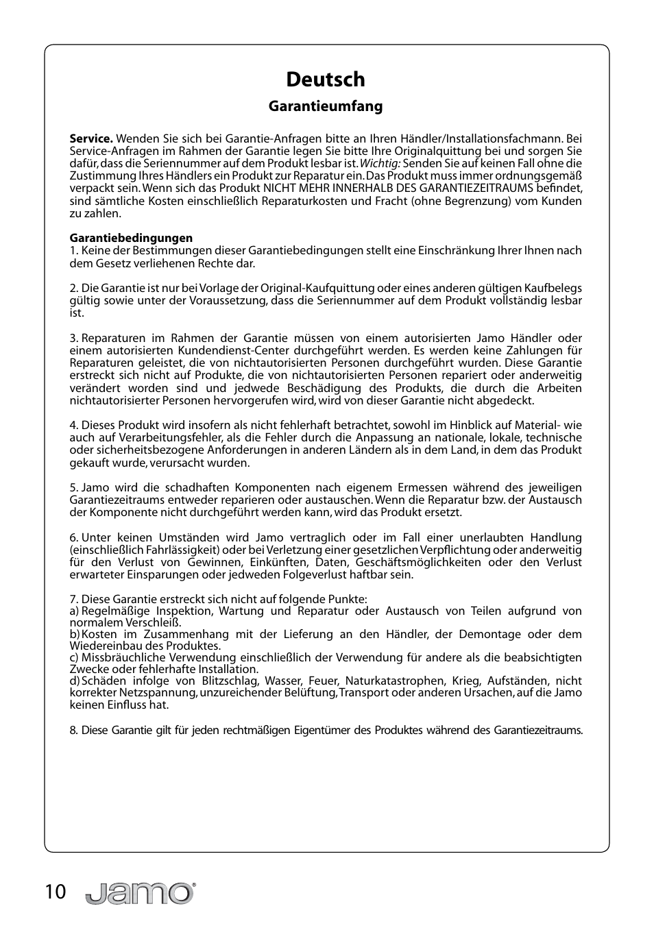 10 deutsch | JAMO A 804 User Manual | Page 10 / 18
