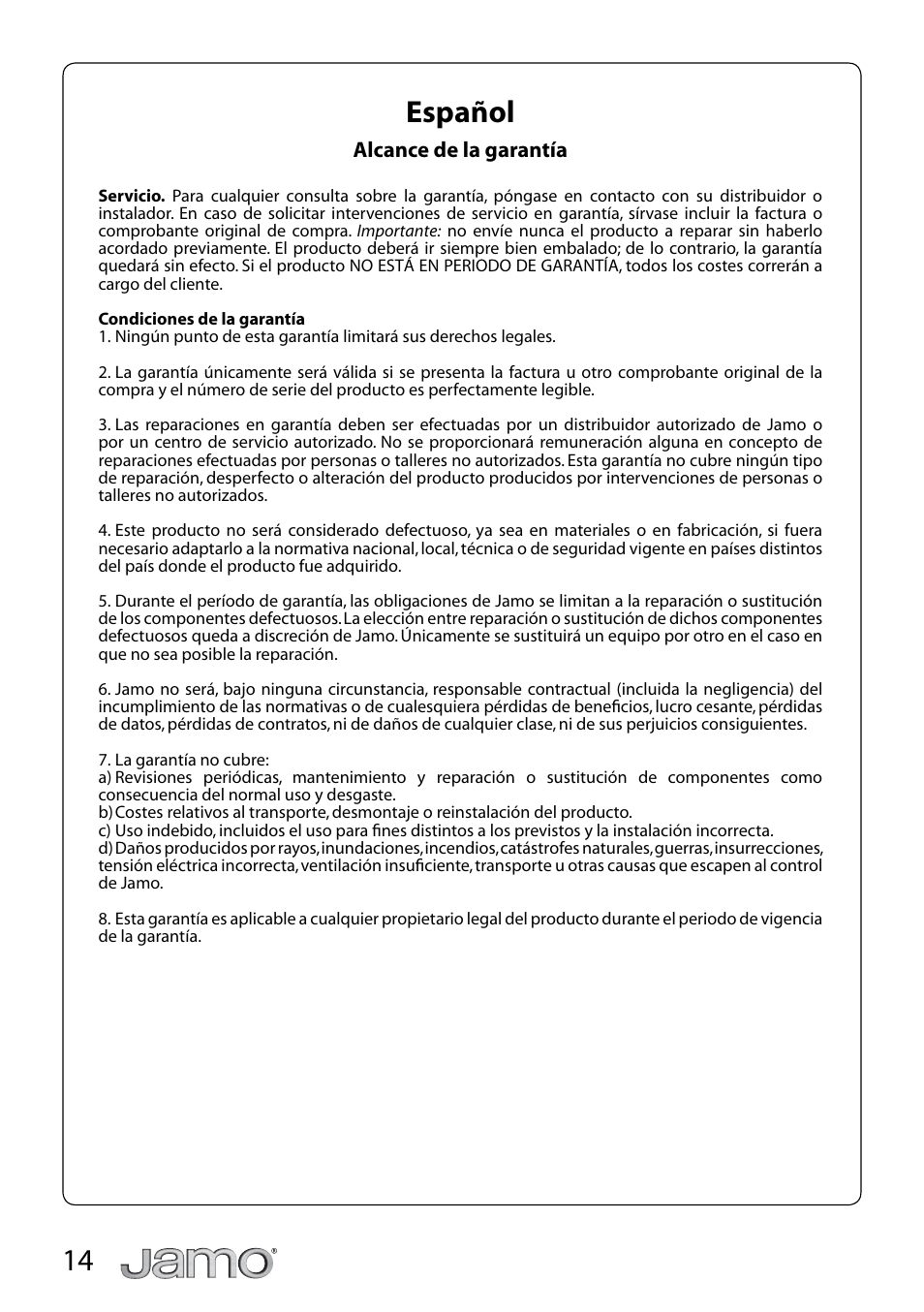 14 español | JAMO A 804 User Manual | Page 14 / 18
