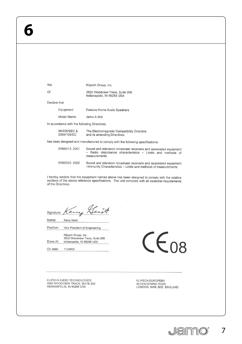 JAMO A 804 User Manual | Page 7 / 18
