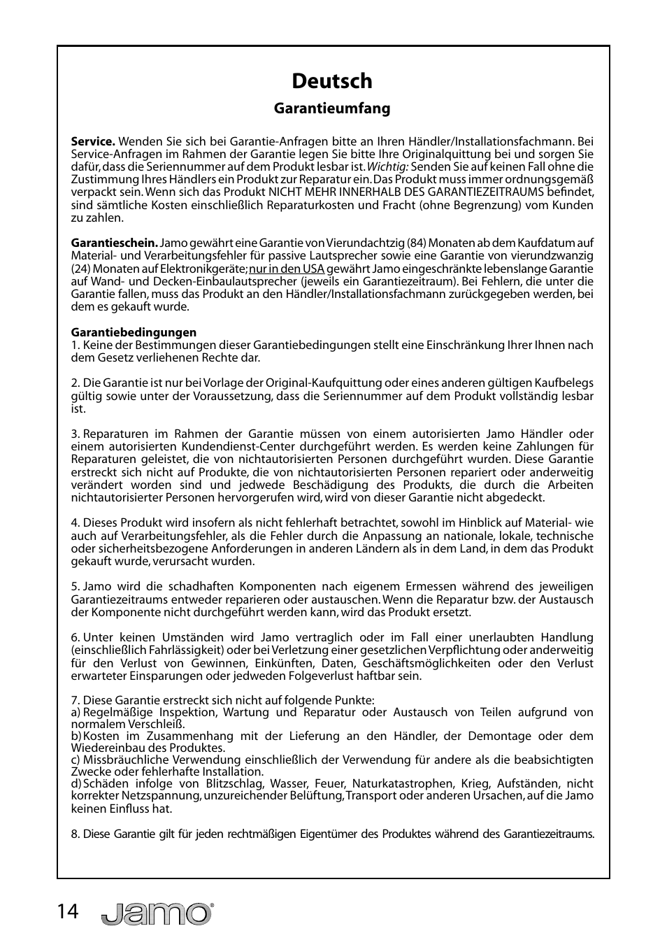 14 deutsch | JAMO IW 626 LCR FG User Manual | Page 14 / 21