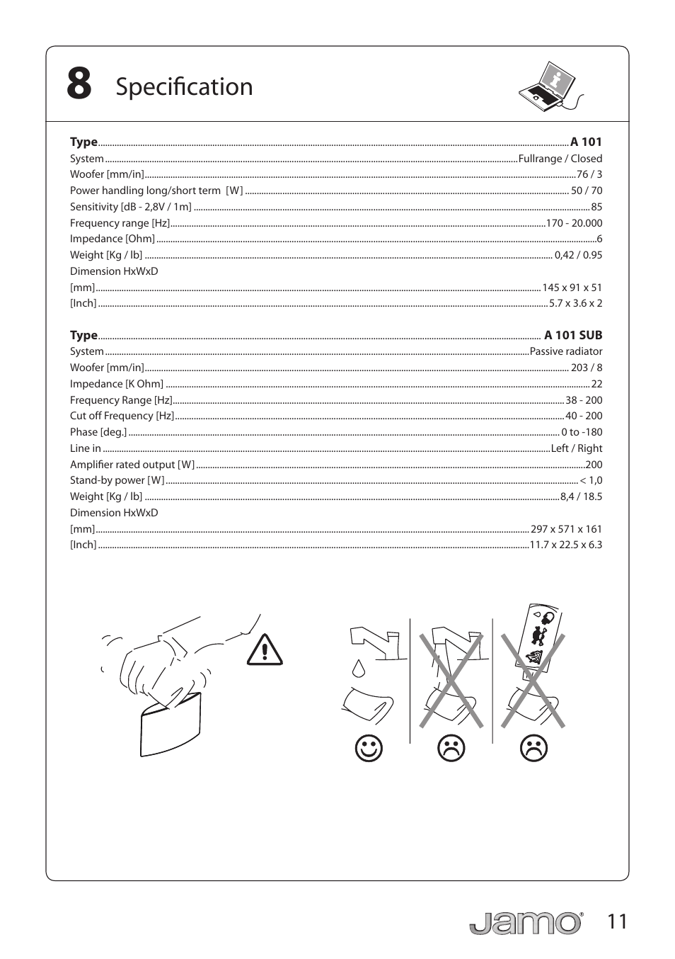Specification | JAMO A 101 HCS 5 User Manual | Page 11 / 24