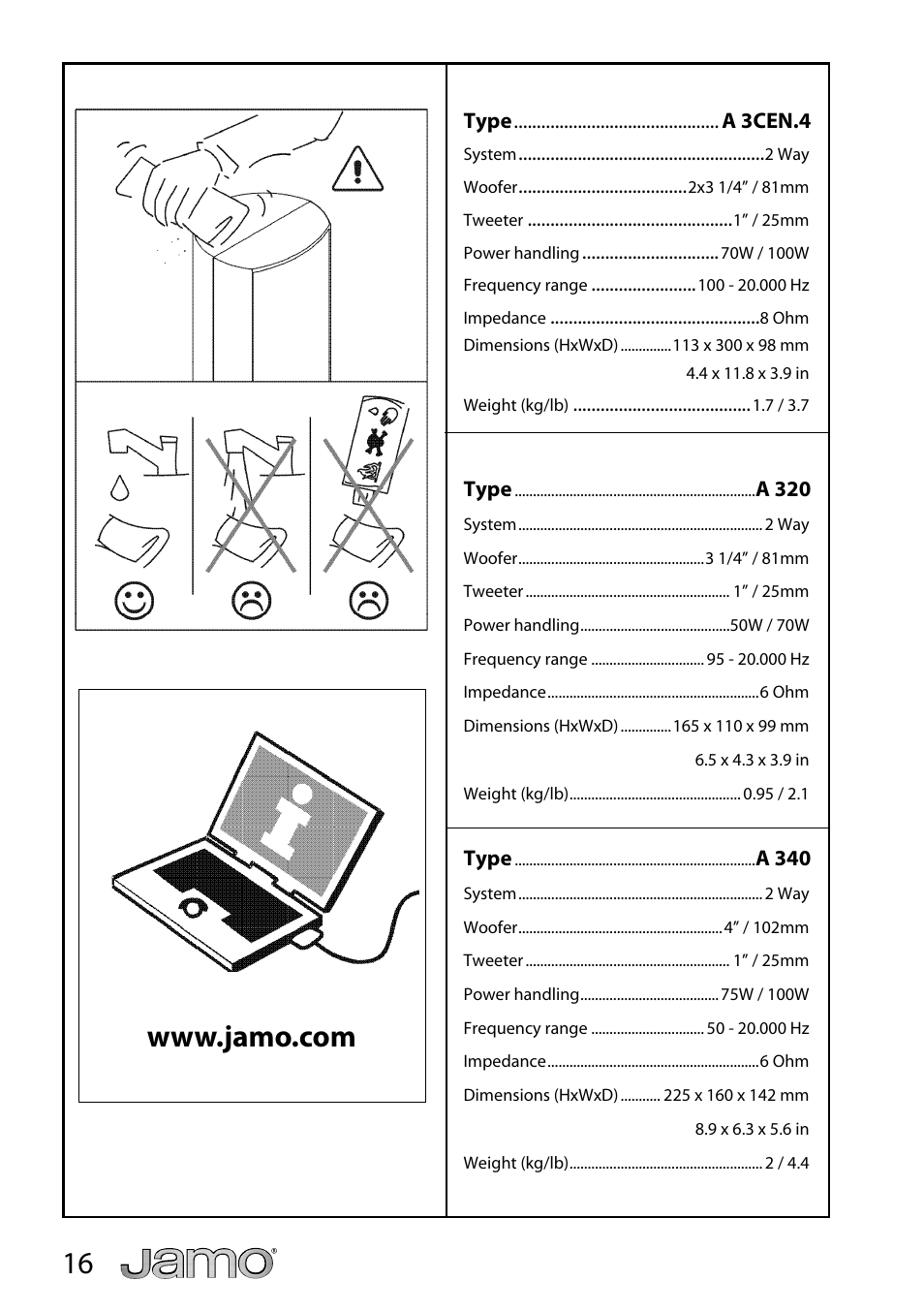 JAMO A 360 User Manual | Page 16 / 29