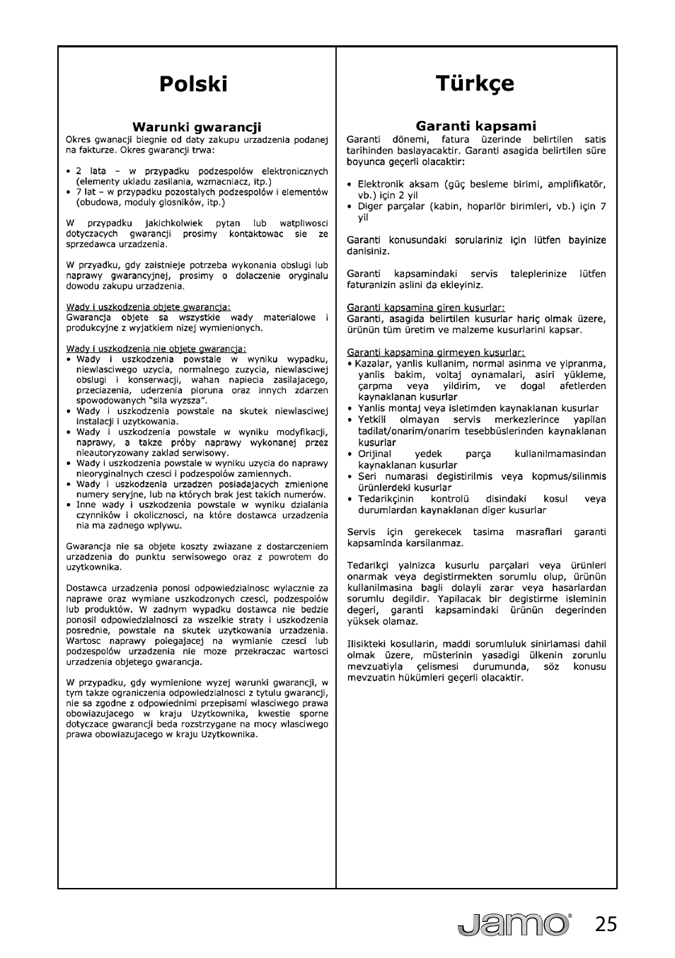 JAMO A 360 User Manual | Page 25 / 29