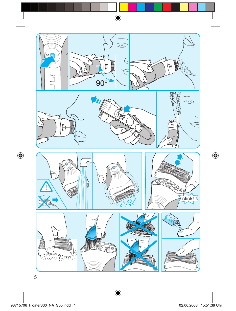 Click, Oil hu il e | Braun 320 User Manual | Page 4 / 23