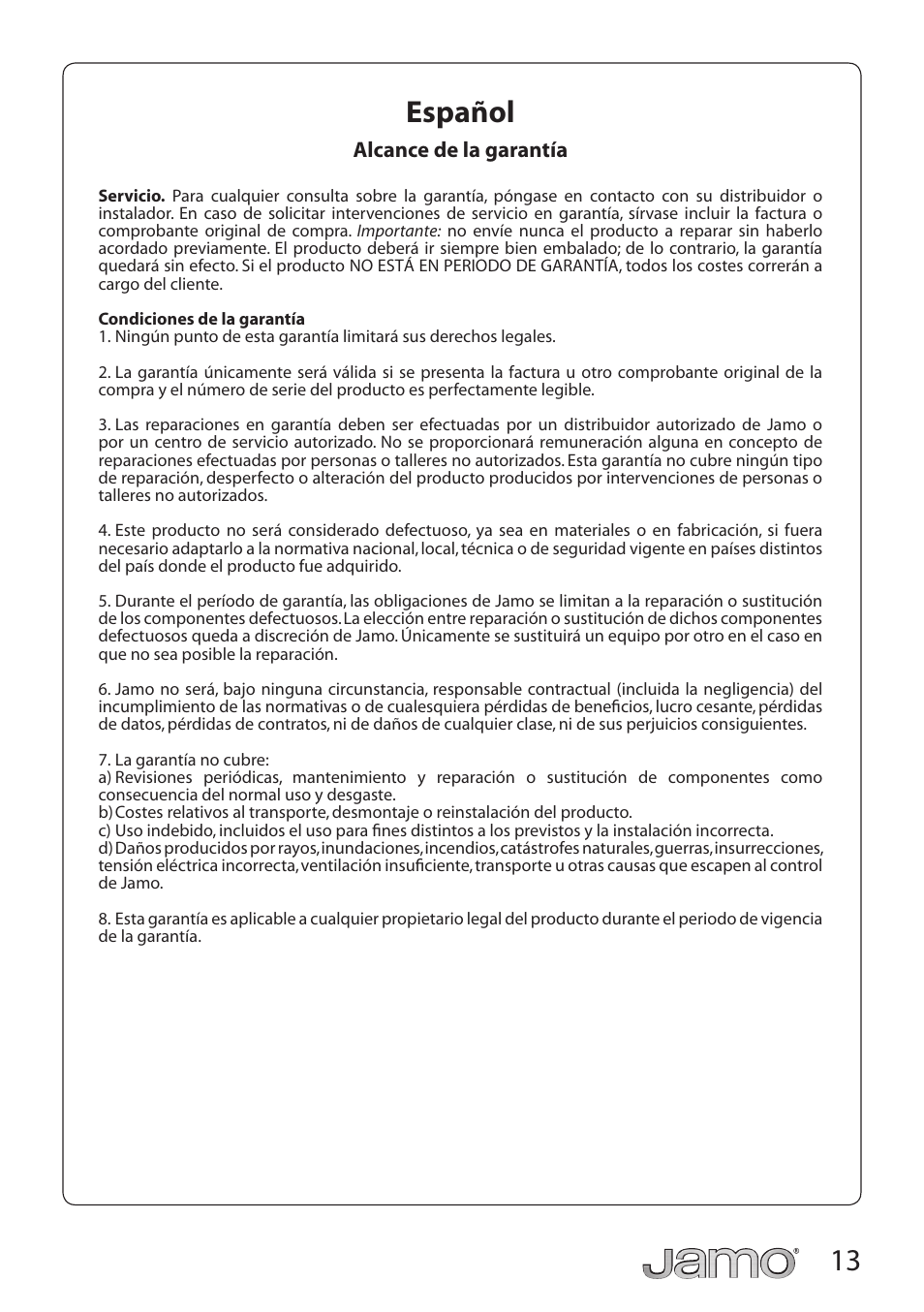 13 español | JAMO SUB 210 User Manual | Page 13 / 17