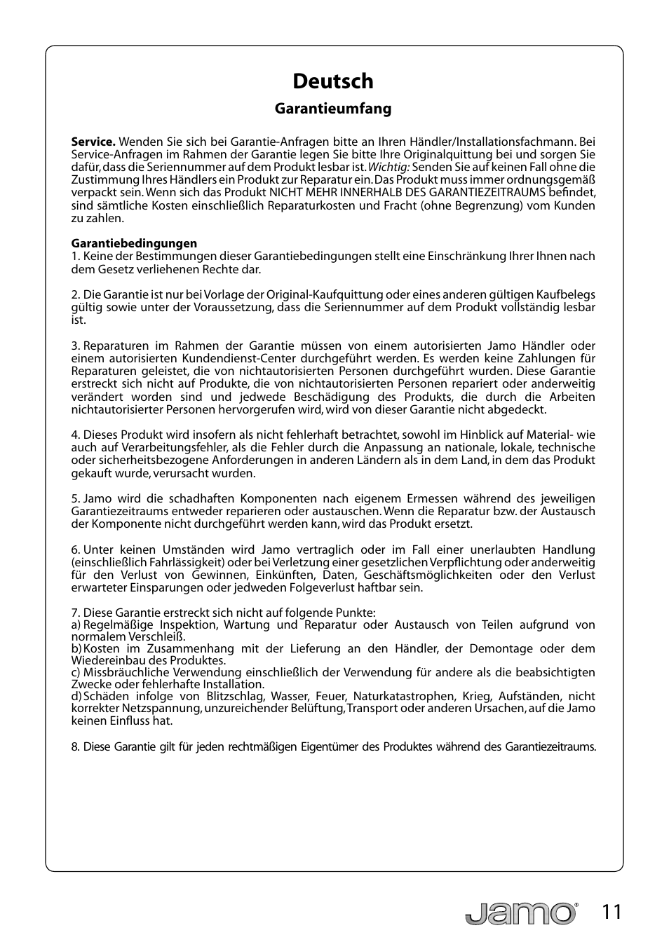 11 deutsch | JAMO SUB 360 User Manual | Page 11 / 19