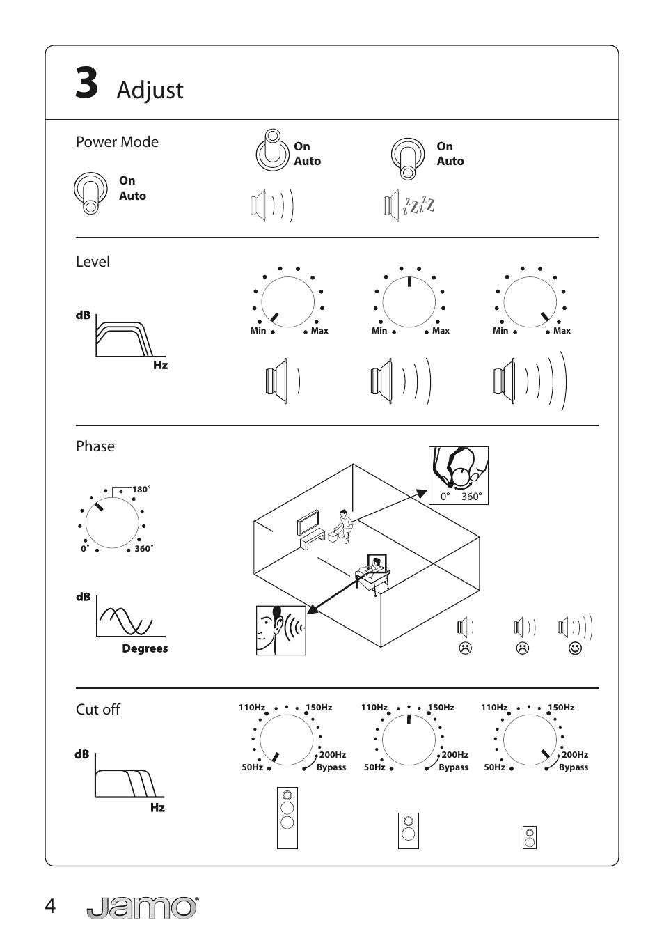Adjust | JAMO SUB 800 User Manual | Page 4 / 17
