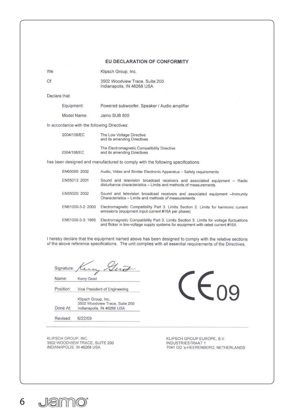 JAMO SUB 800 User Manual | Page 6 / 17