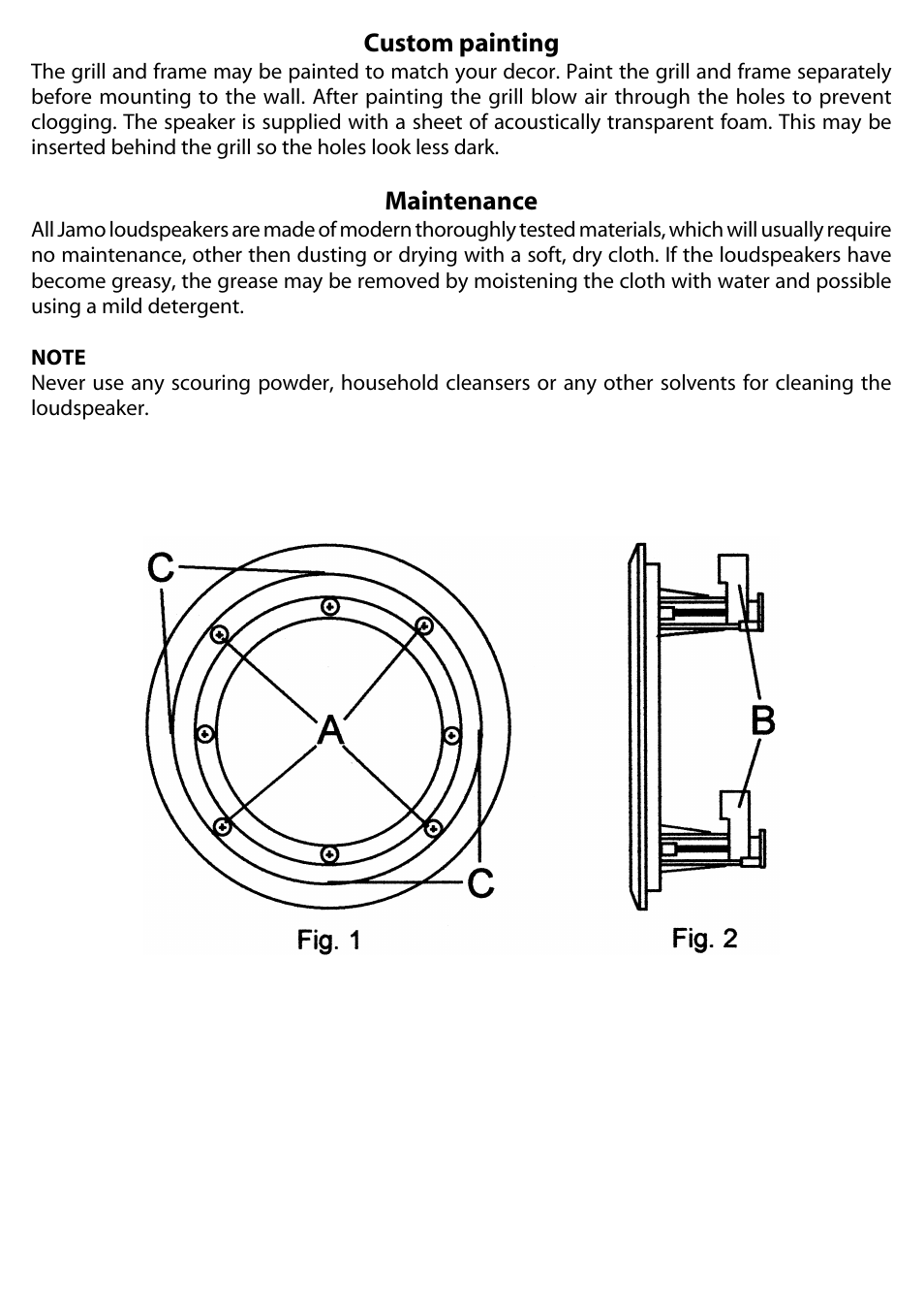 Custom painting, Maintenance | JAMO 6-5CS User Manual | Page 3 / 4