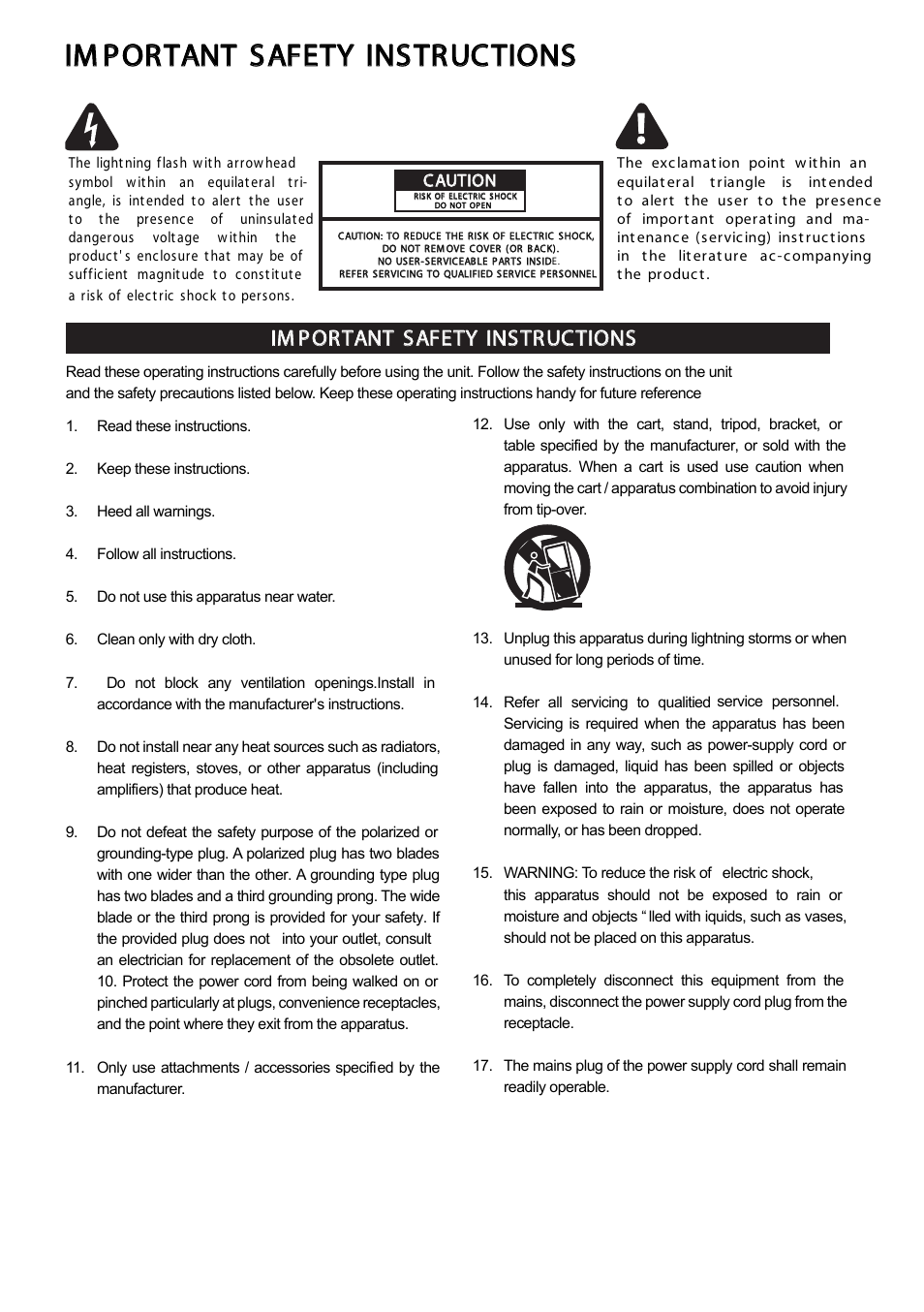 Im portant safety instructions, Im portant safety instructions englis | JAMO MPA-201 User Manual | Page 2 / 16