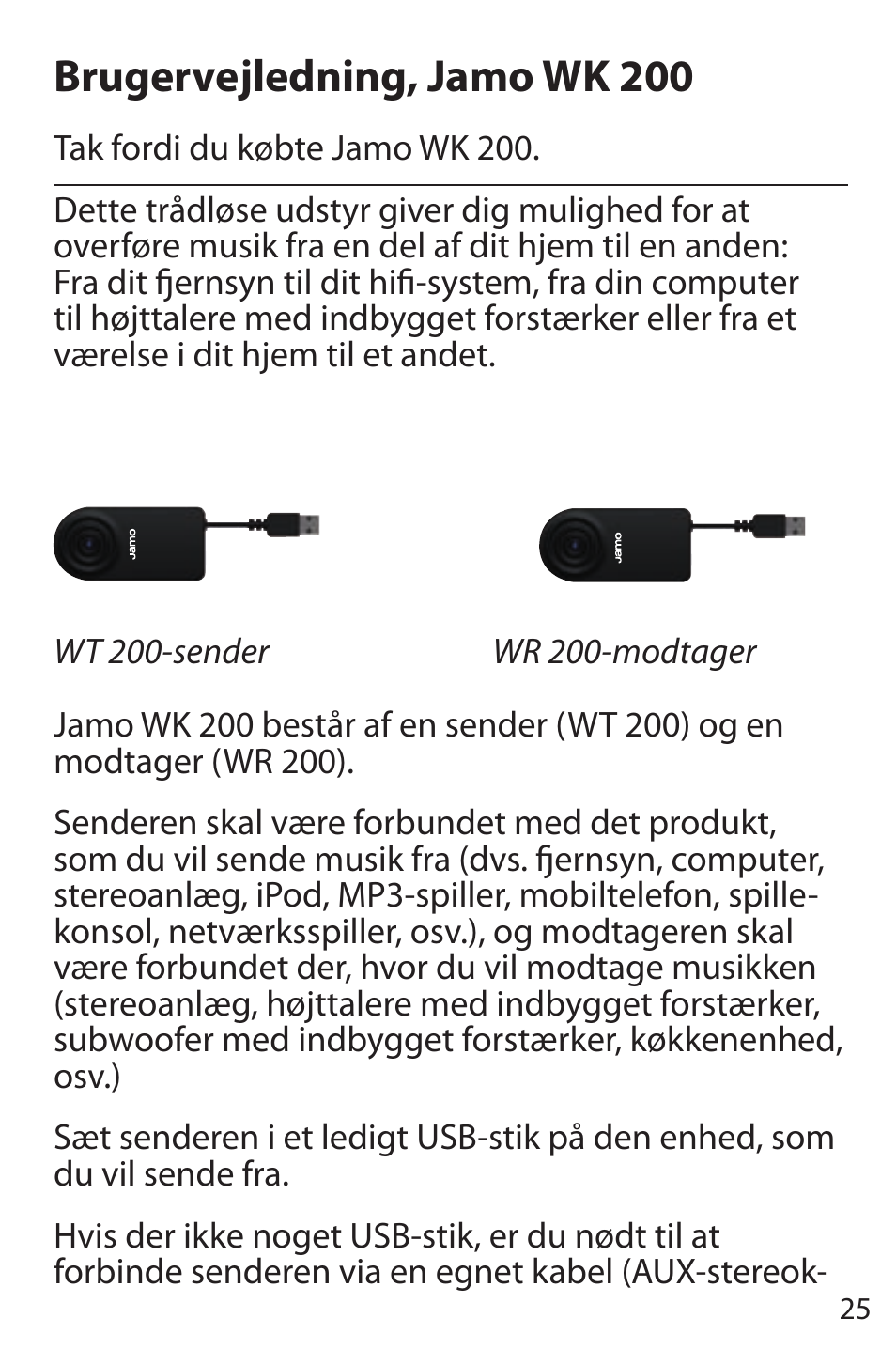 Brugervejledning, jamo wk 200 | JAMO WK 200 User Manual | Page 25 / 72