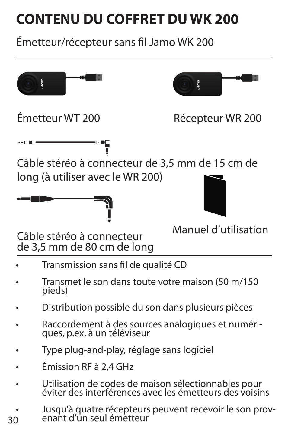 Contenu du coffret du wk 200 | JAMO WK 200 User Manual | Page 30 / 72