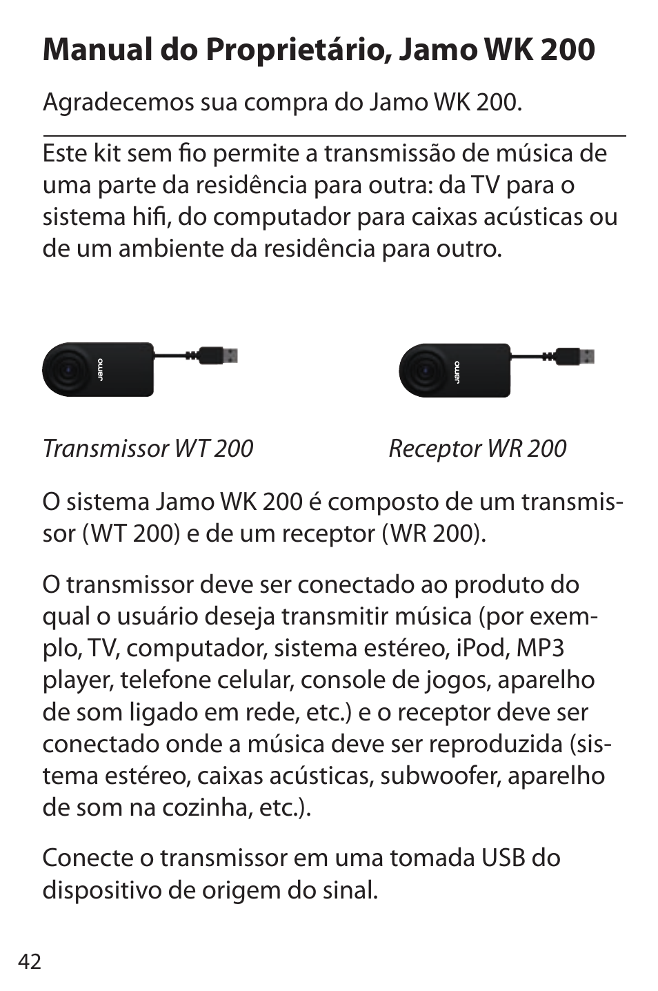 Manual do proprietário, jamo wk 200 | JAMO WK 200 User Manual | Page 42 / 72
