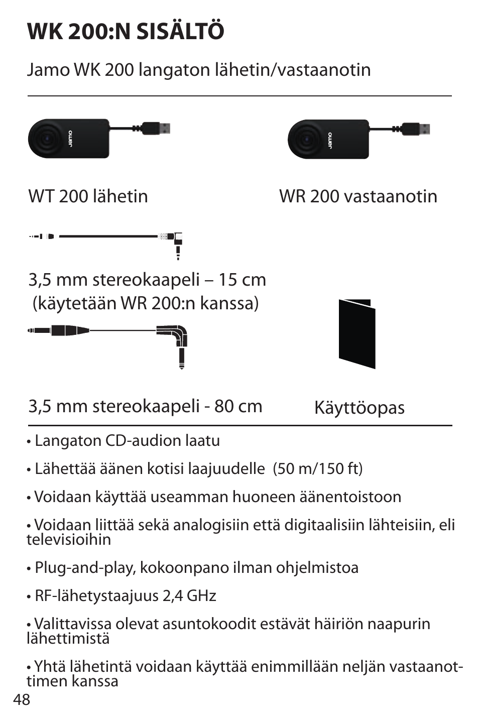 Wk 200:n sisältö | JAMO WK 200 User Manual | Page 48 / 72