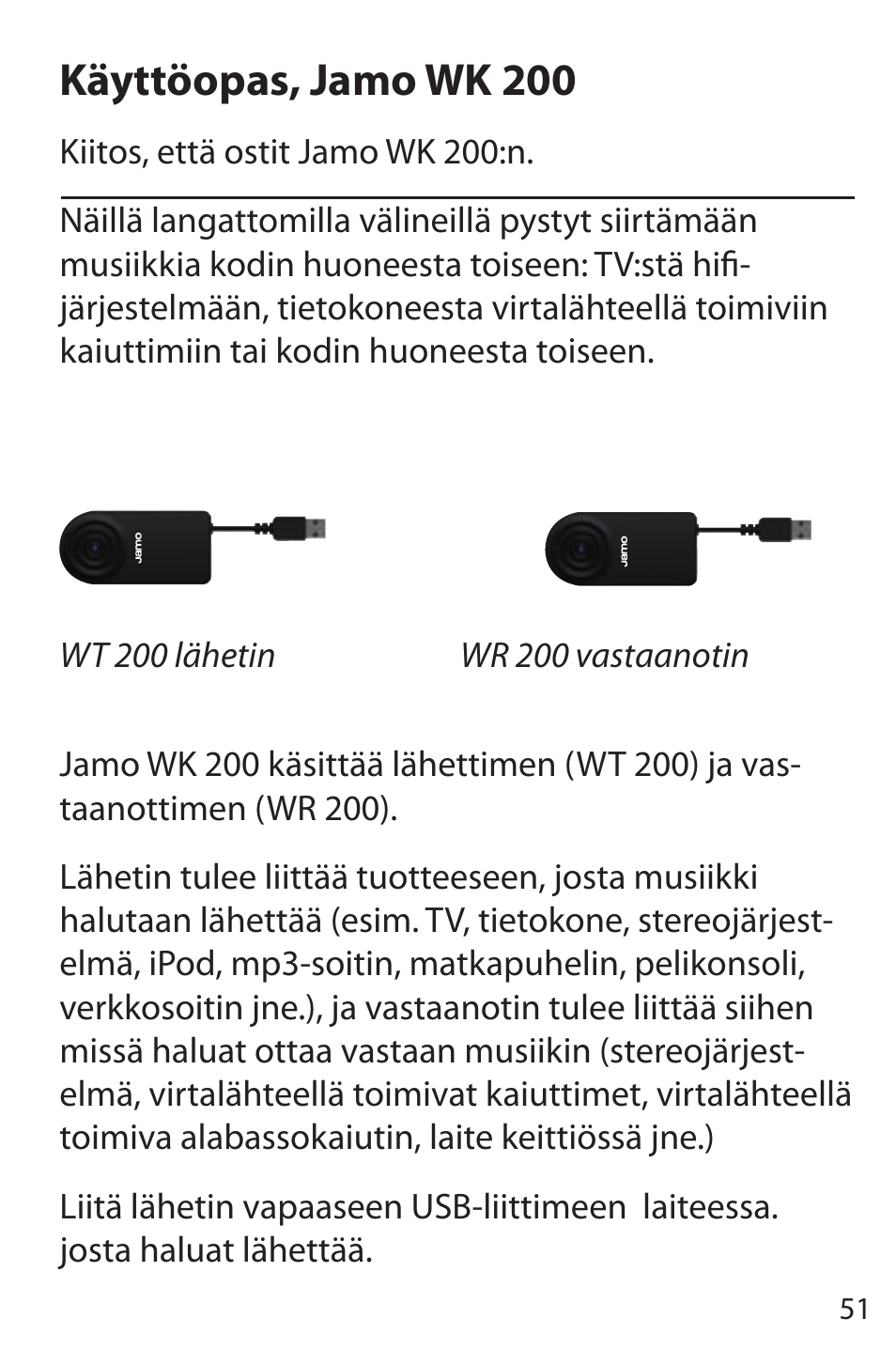 Käyttöopas, jamo wk 200 | JAMO WK 200 User Manual | Page 51 / 72