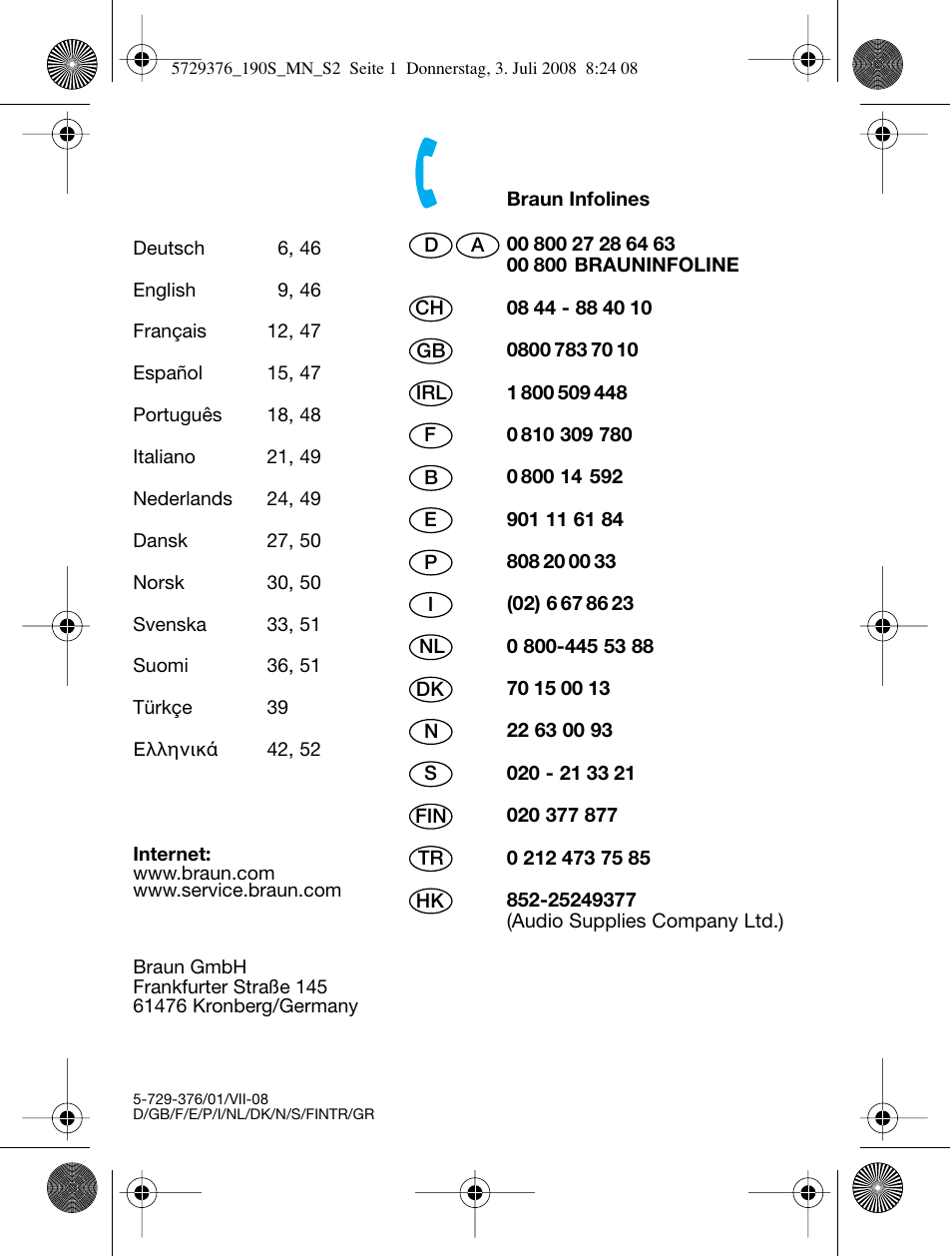 Braun 190 S User Manual | Page 2 / 51