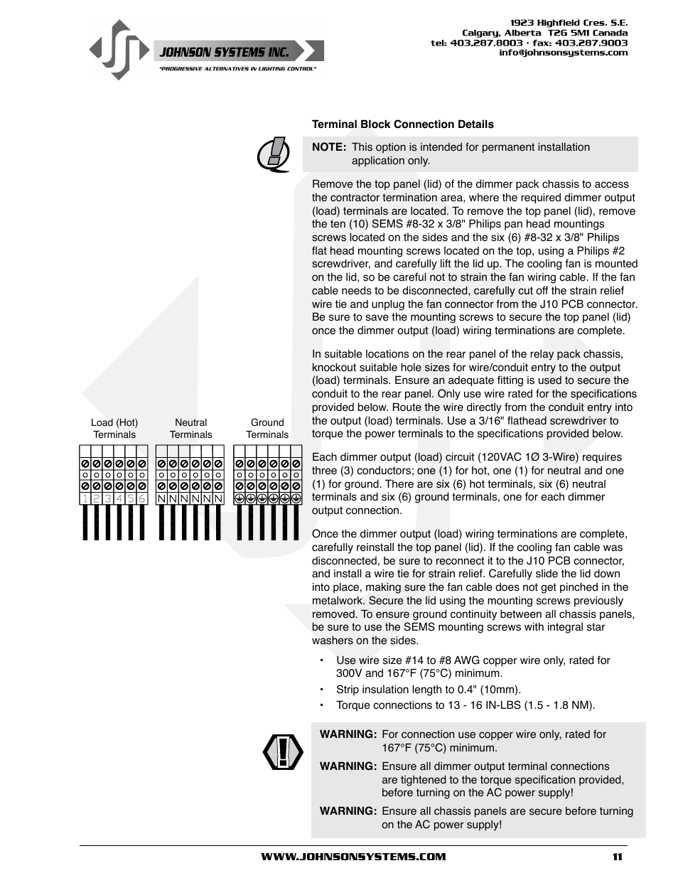 Johnson Systems J-PACK Series Dimmers User Manual | Page 11 / 32