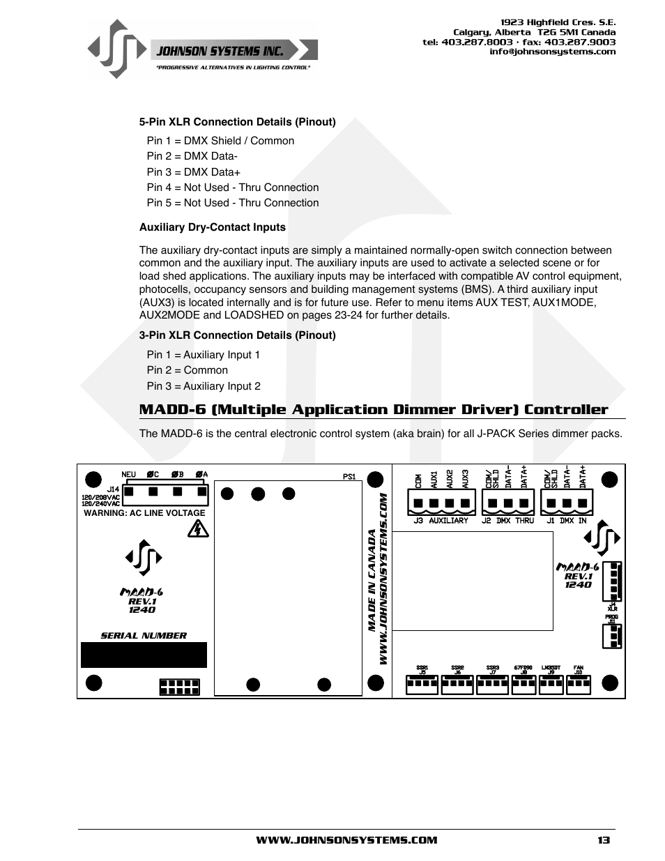 Johnson Systems J-PACK Series Dimmers User Manual | Page 13 / 32