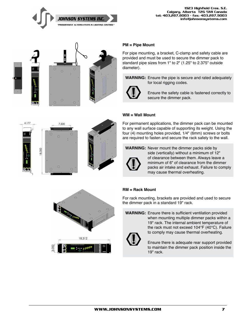 Johnson Systems J-PACK Series Dimmers User Manual | Page 7 / 32