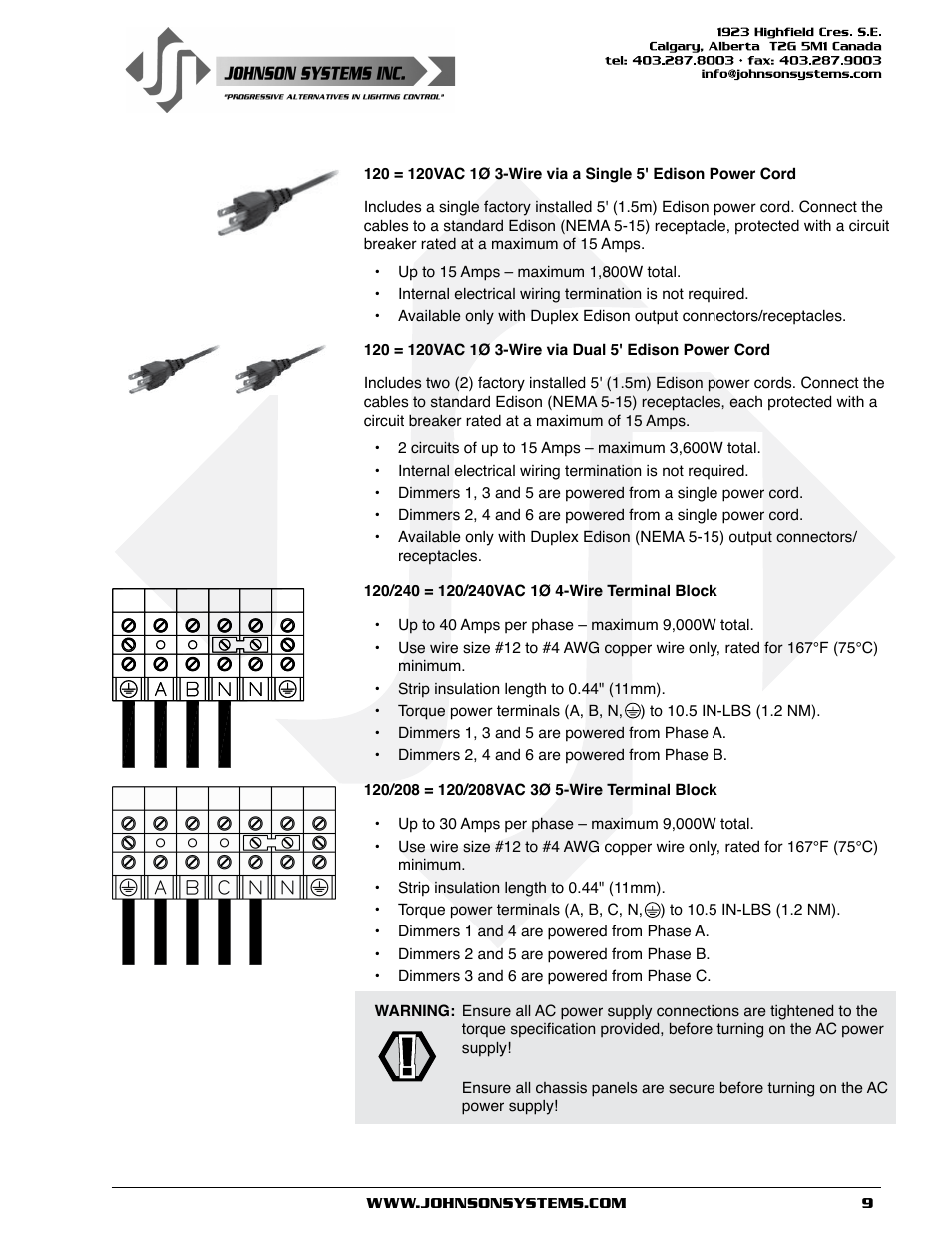 Johnson Systems J-PACK Series Dimmers User Manual | Page 9 / 32