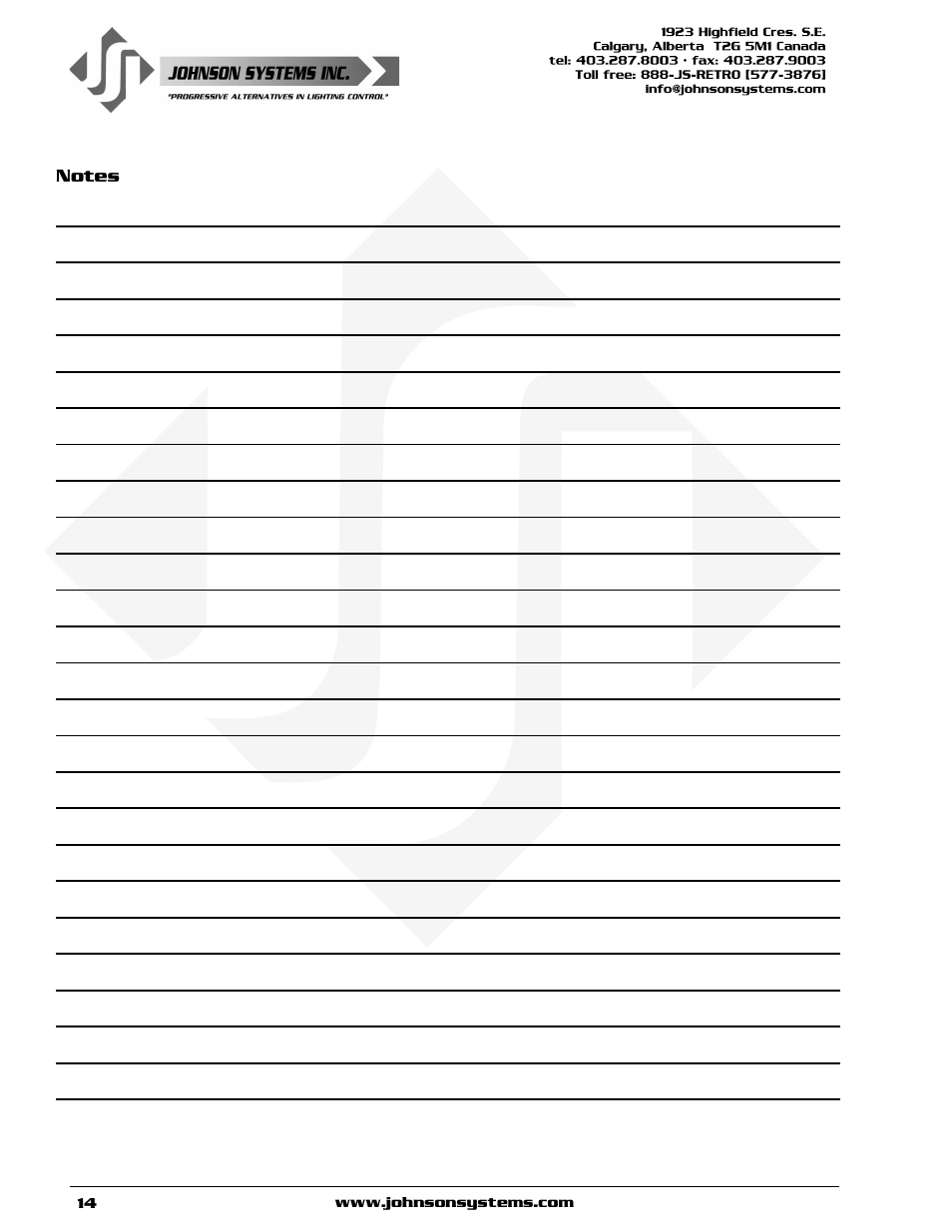 Johnson Systems JS-ICON 624 ARCH Dimmer Rack User Manual | Page 14 / 16