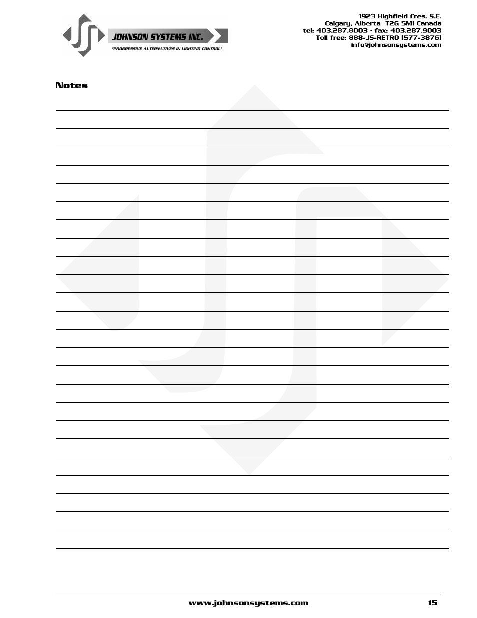 Johnson Systems JS-ICON 624 ARCH Dimmer Rack User Manual | Page 15 / 16