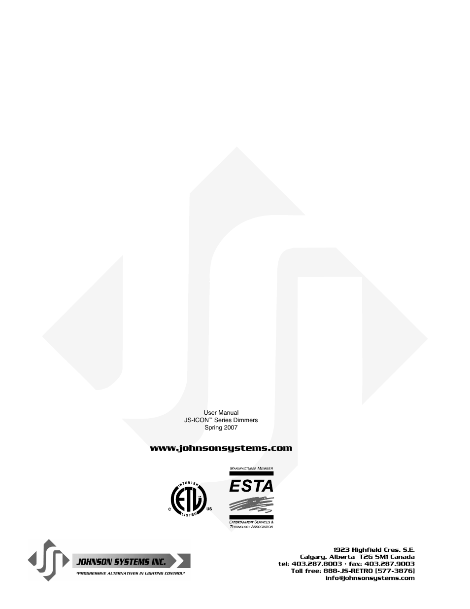 Johnson Systems JS-ICON 624 ARCH Dimmer Rack User Manual | Page 16 / 16