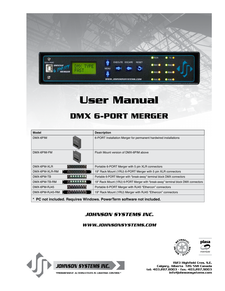 Johnson Systems DMX 6-PORT MERGER User Manual | 26 pages