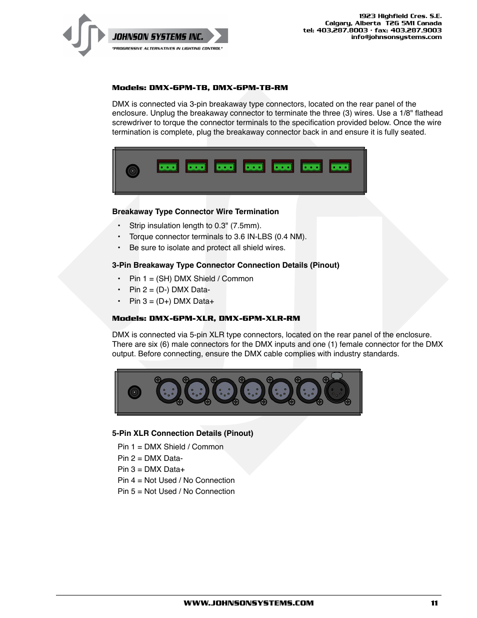 Johnson Systems DMX 6-PORT MERGER User Manual | Page 11 / 26