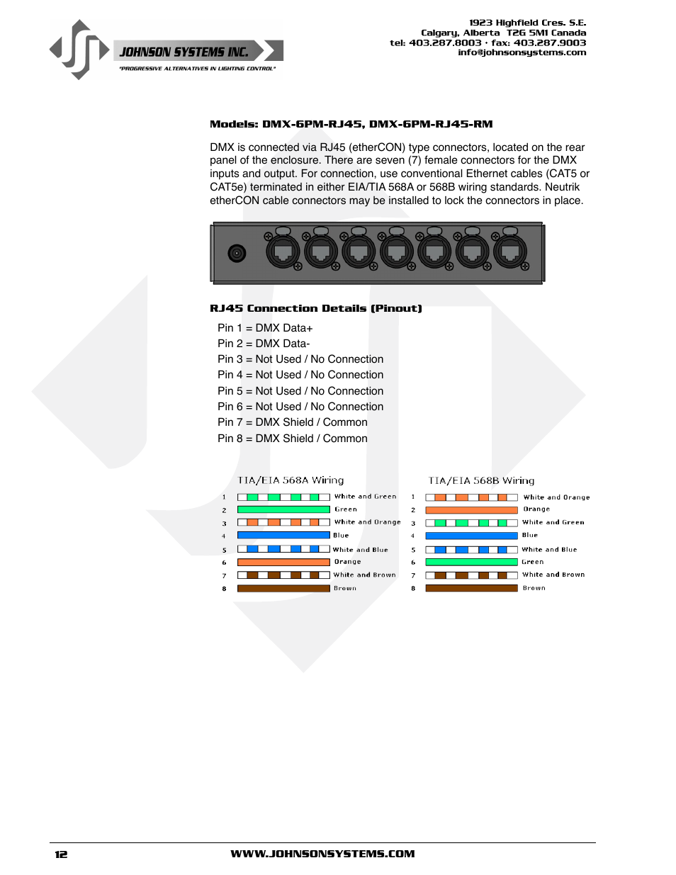 Johnson Systems DMX 6-PORT MERGER User Manual | Page 12 / 26