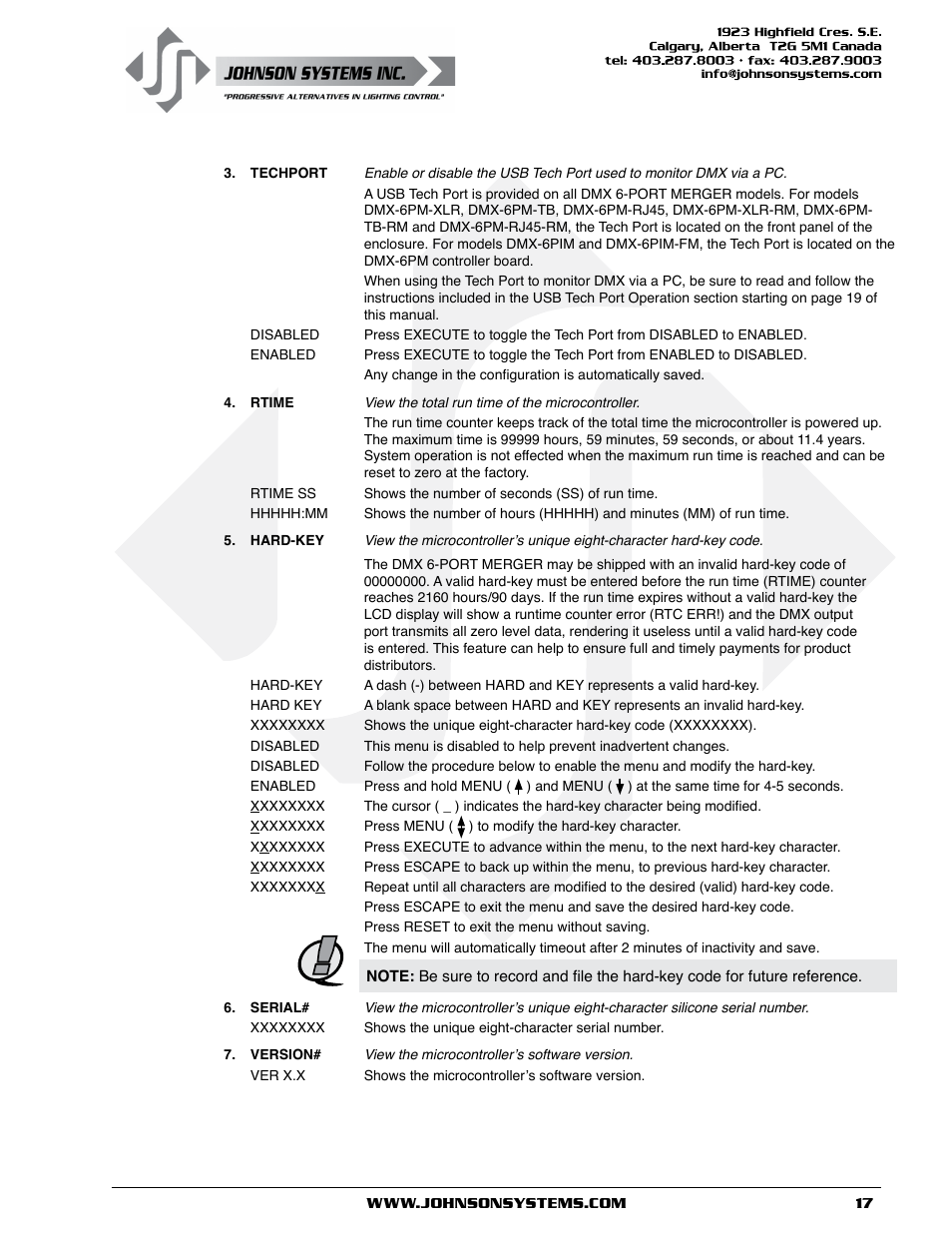 Johnson Systems DMX 6-PORT MERGER User Manual | Page 17 / 26