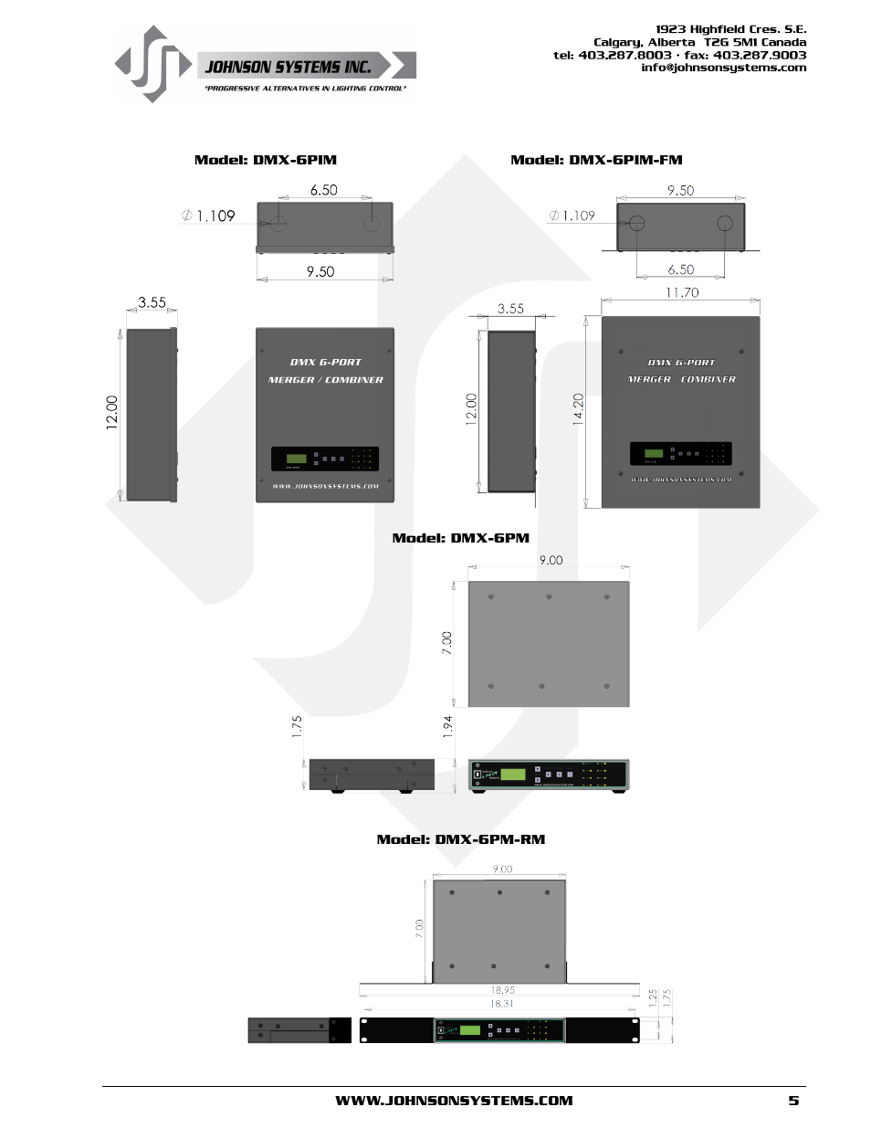 Johnson Systems DMX 6-PORT MERGER User Manual | Page 5 / 26