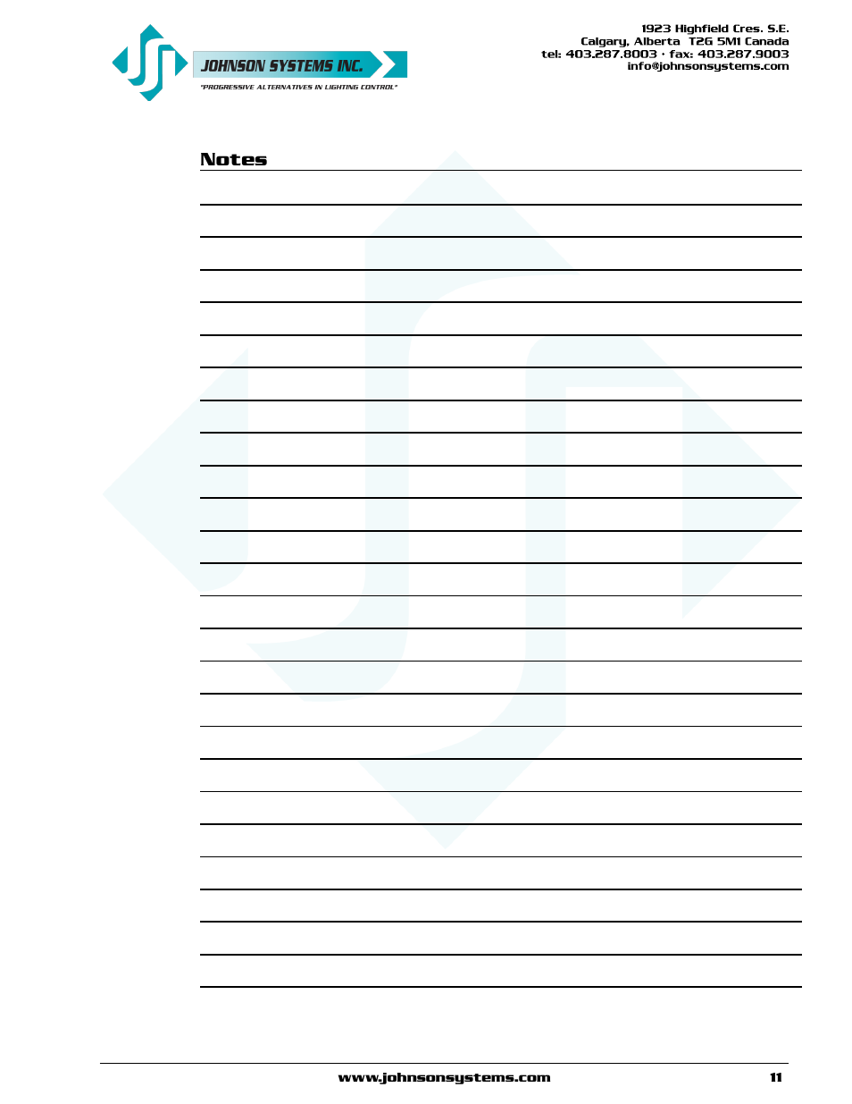 Johnson Systems CS-SA Series Time Fade Stations User Manual | Page 11 / 12