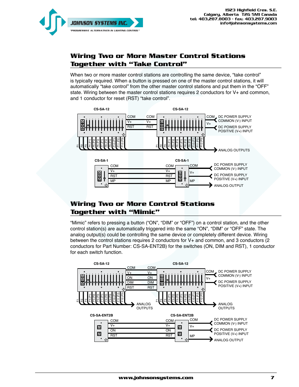 Johnson Systems CS-SA Series Time Fade Stations User Manual | Page 7 / 12