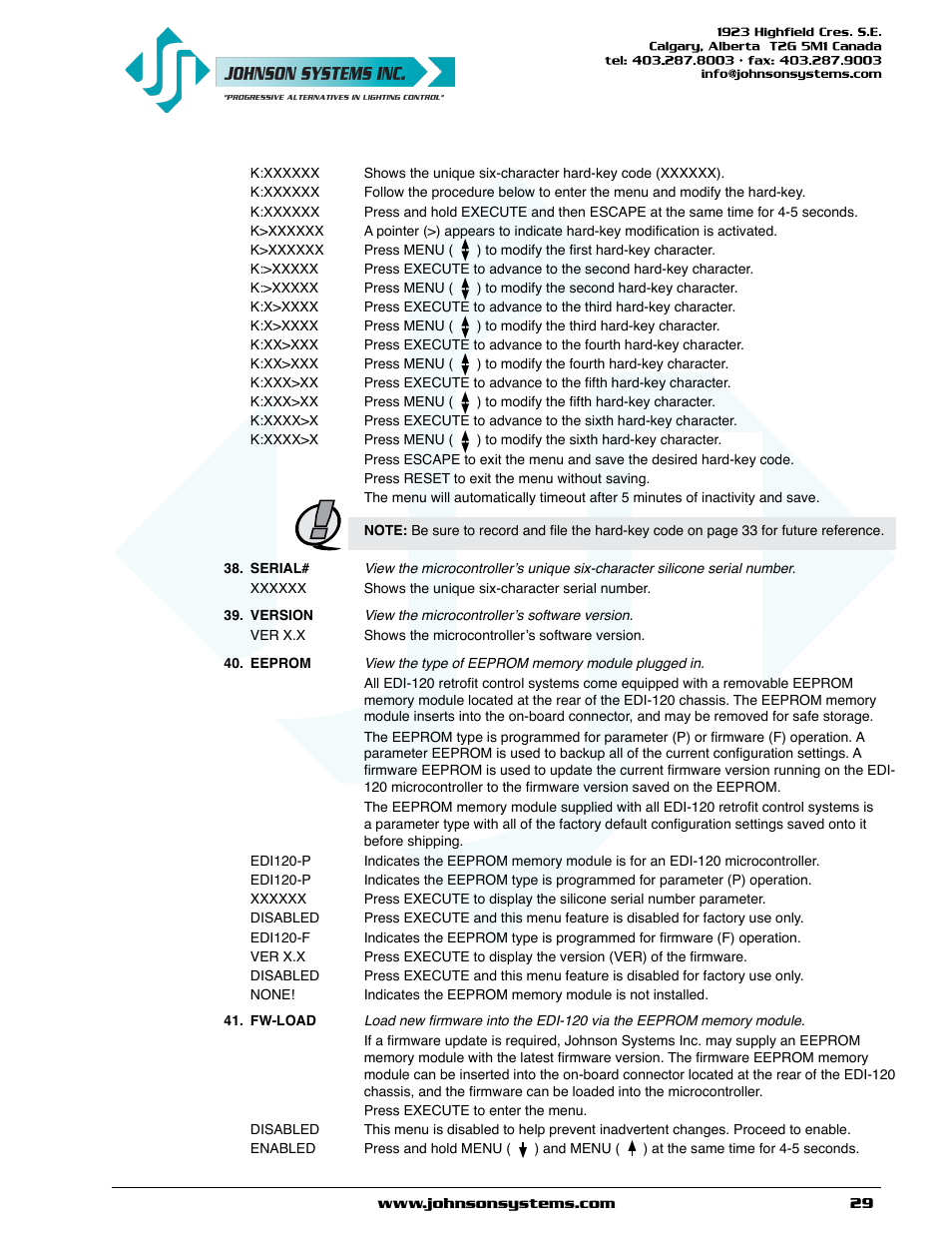 Johnson Systems EDI-120 Control Retrofit User Manual | Page 29 / 36