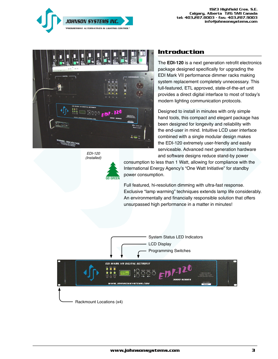 Introduction | Johnson Systems EDI-120 Control Retrofit User Manual | Page 3 / 36