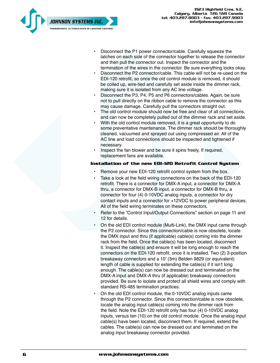 Johnson Systems EDI-120 Control Retrofit User Manual | Page 6 / 36