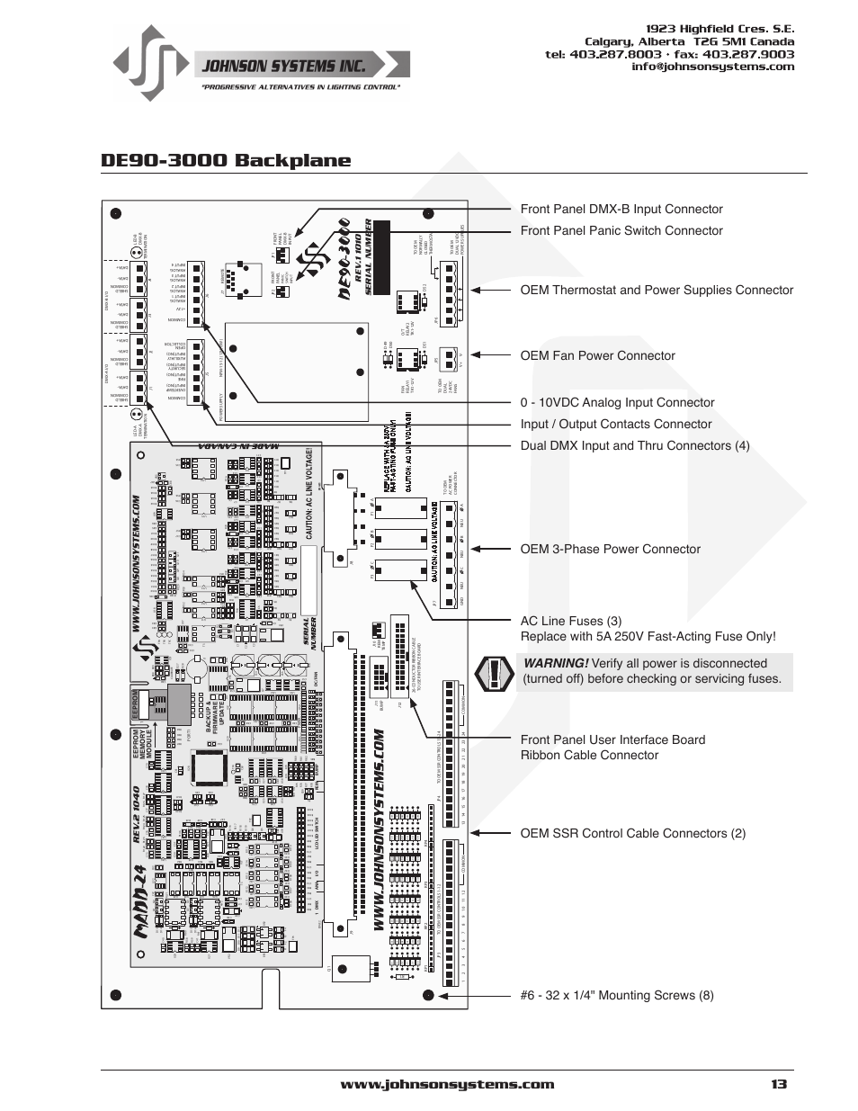 De90-3000 backplane | Johnson Systems DE90-3000 Series Retrofit Control System User Manual | Page 13 / 40