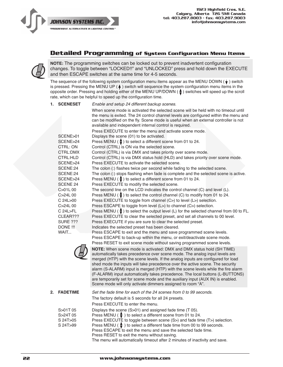 Detailed programming | Johnson Systems DE90-3000 Series Retrofit Control System User Manual | Page 22 / 40