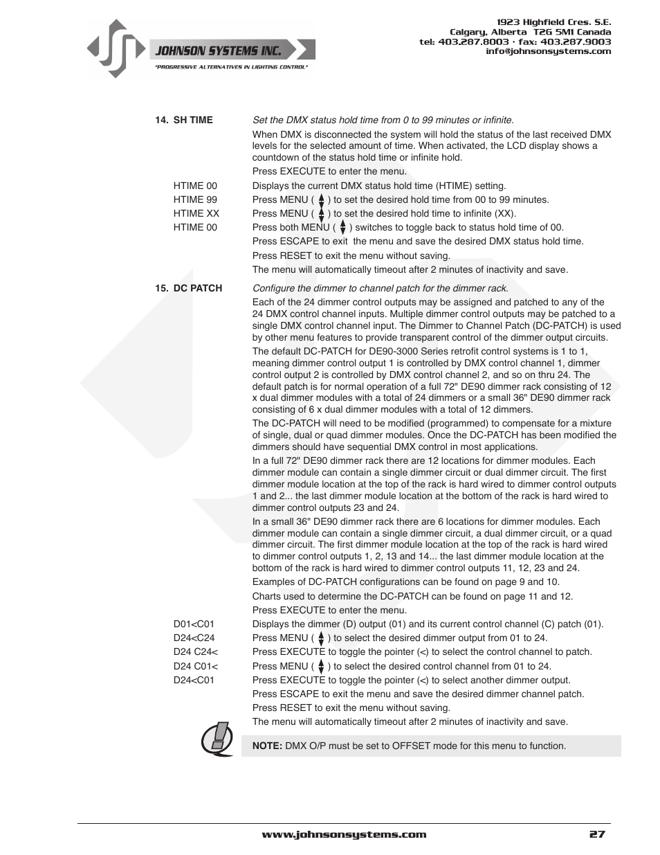 Johnson Systems DE90-3000 Series Retrofit Control System User Manual | Page 27 / 40