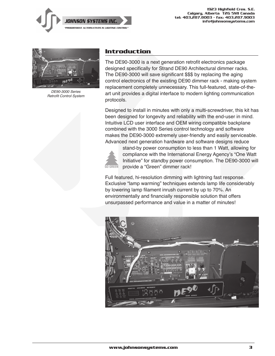 Introduction | Johnson Systems DE90-3000 Series Retrofit Control System User Manual | Page 3 / 40