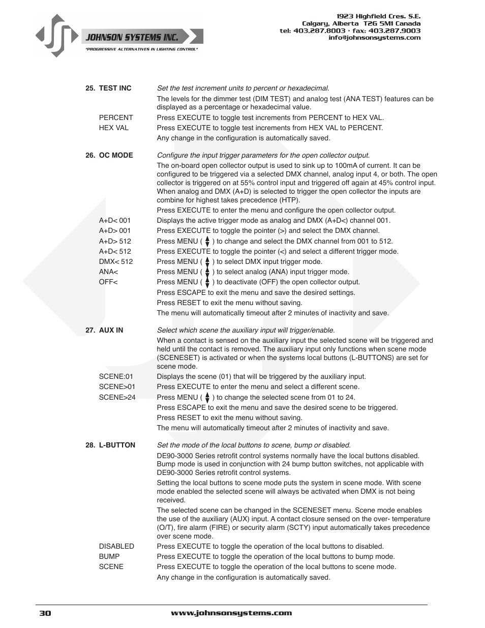 Johnson Systems DE90-3000 Series Retrofit Control System User Manual | Page 30 / 40