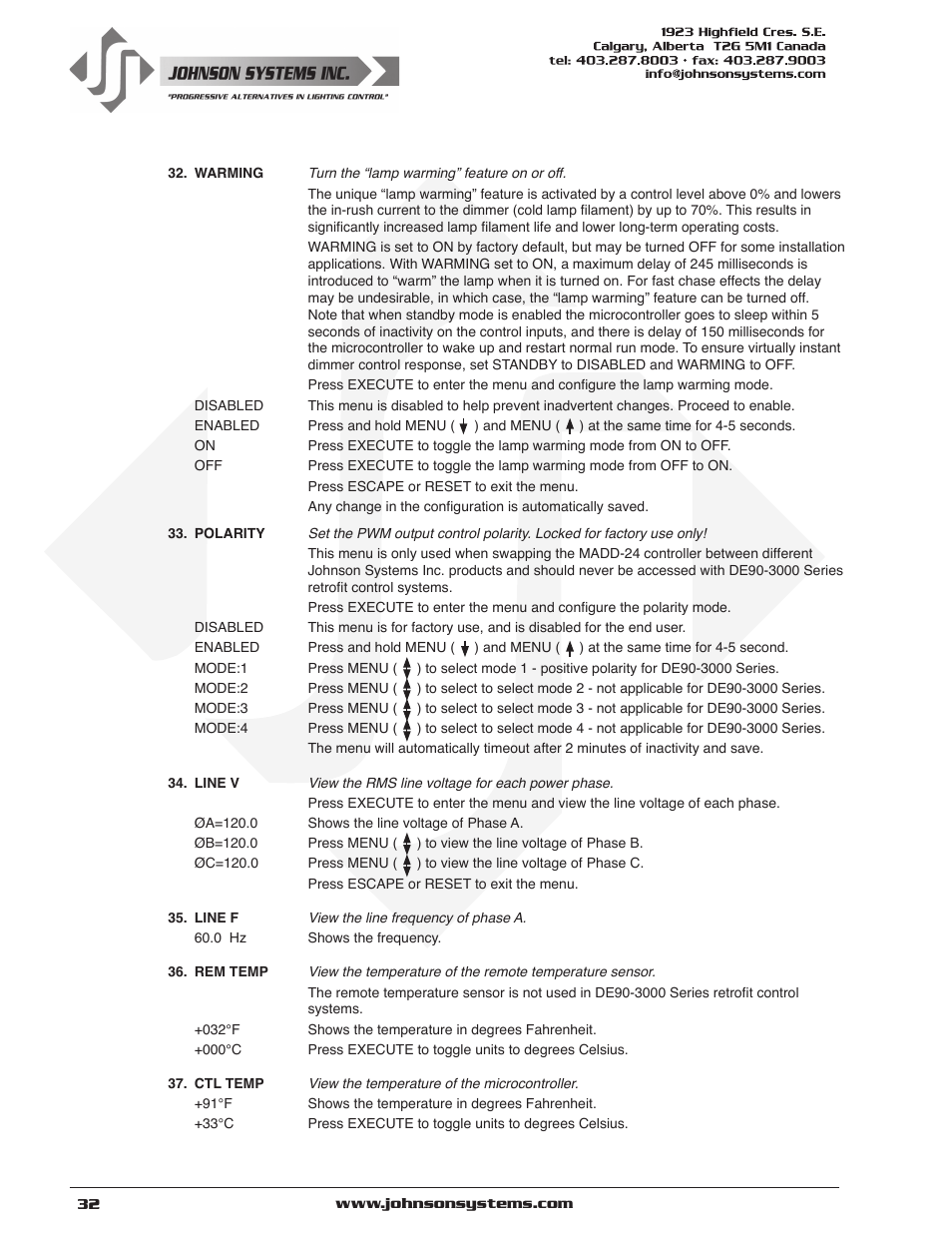 Johnson Systems DE90-3000 Series Retrofit Control System User Manual | Page 32 / 40