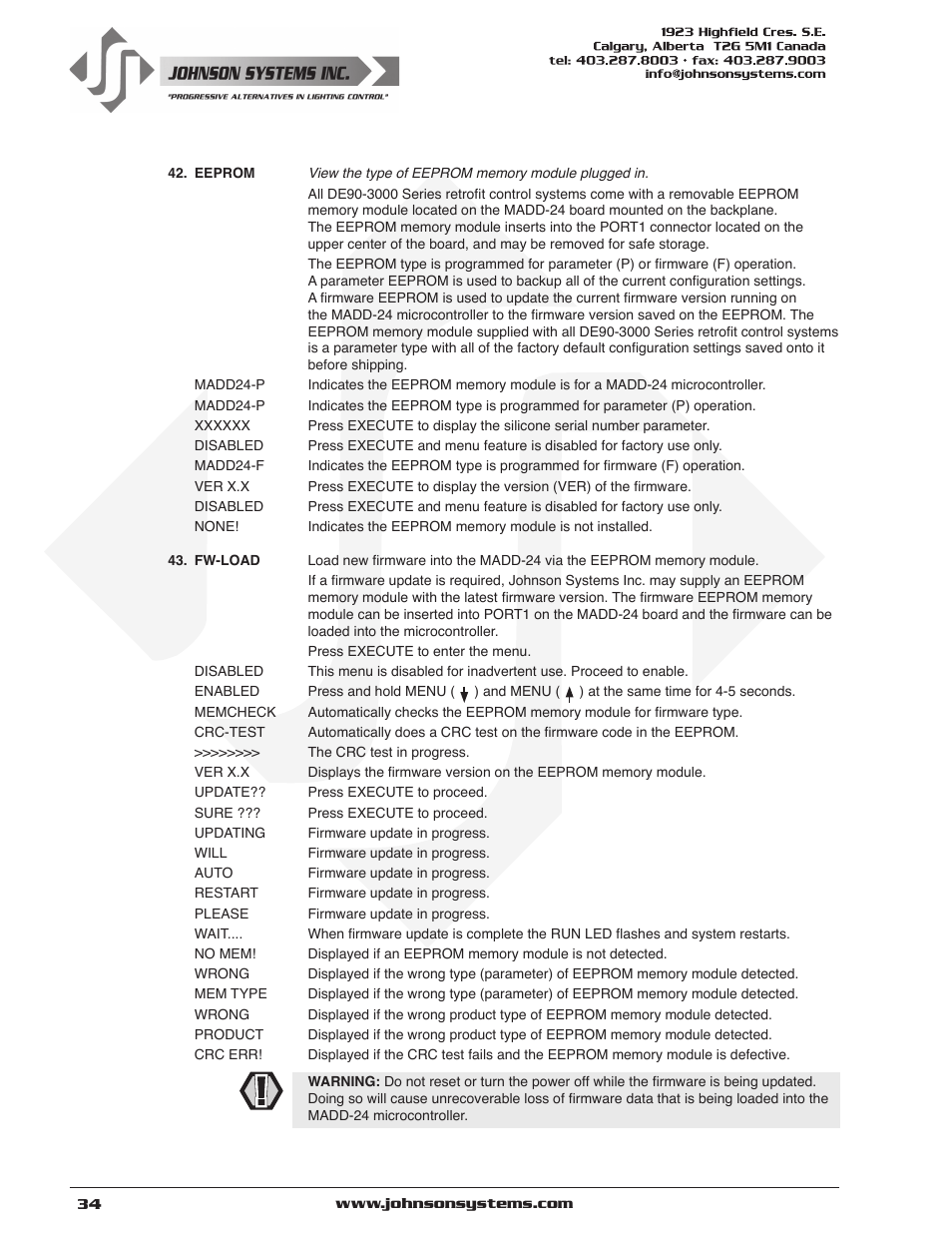 Johnson Systems DE90-3000 Series Retrofit Control System User Manual | Page 34 / 40